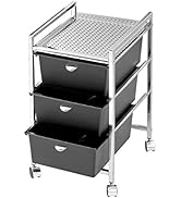 Pibbs Heavy-Duty 3 Drawer Pedicure Cart on Rolling Wheels for Salons & Spas, Model D23, Metal Fra...