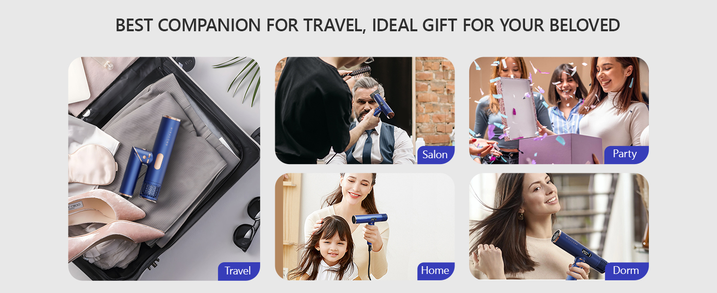 MIRACOMB Foldable Hair Dryer Ionic Blow Dryer