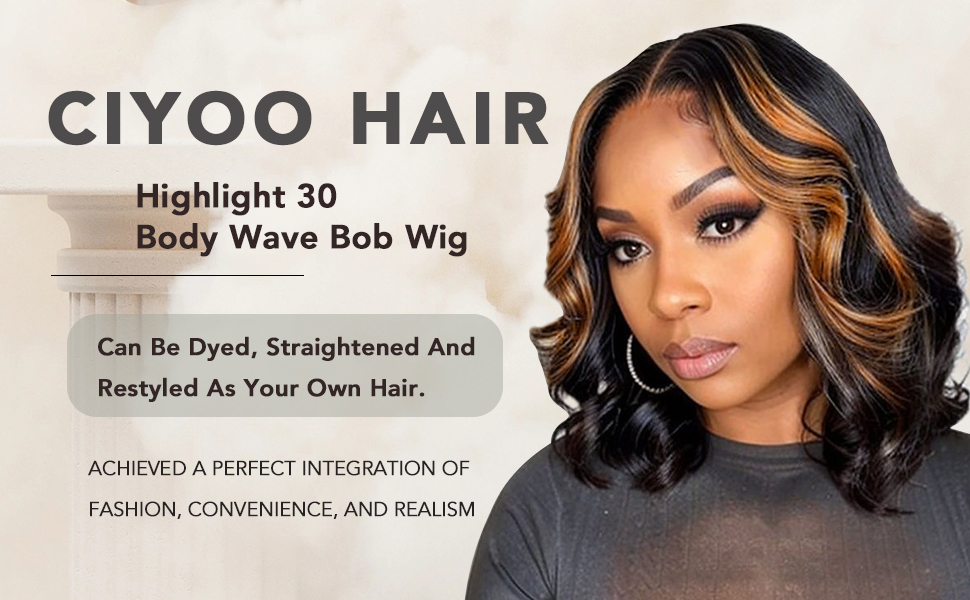 Black With Brown Highlights Bob Wig