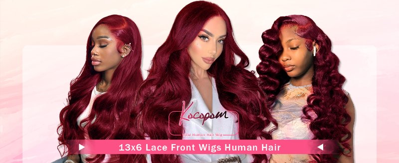 13x6 99j burgundy lace front wigs human hair pre plucked with baby hair