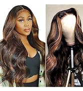 Glegov 30Inch Ombre Highlight Lace Front Wig Human Hair 13x6 Body Wave Lace Front Human Hair Wigs...