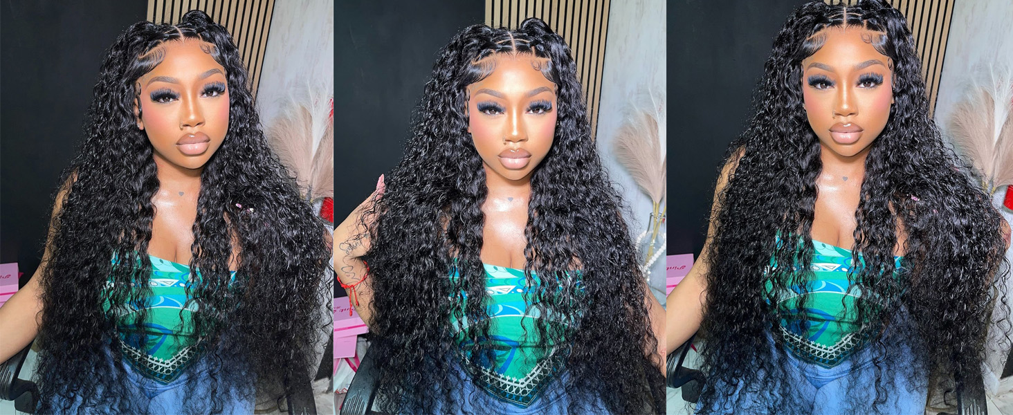 200 Density Deep Wave Lace Front Wigs Human Hair