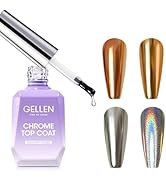 GELLEN 18ml Gel Top Coat for Chrome Nail Powder, No Wipe Clear Top Coat Polish, High Glossy Mirro...