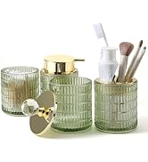 DASITON Bathroom Accessories Set,4Pcs Glass Bathroom Counter Set with Foaming Soap Dispenser,Toot...