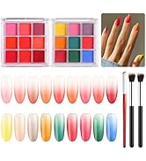 SUTOKAKA 2 Pack Ombre Nail Pigment Powder Set Mixed Color Solid Gradient Nail Powder Palette Nail...