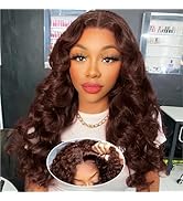 Ailwelia Chocolate Brown 5x5 Body Wave Bob Wig Human Hair Wear And Go Glueless Bob Wig Human Hair...