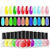 Glamonade Neon Nail Polish Set: Glow in The Dark Neon Orange Yellow Pink Blue Fluorescent Fingern...