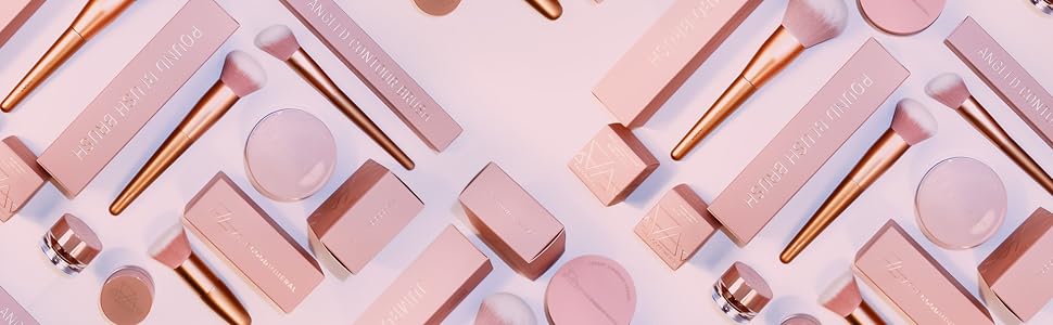 Top view grid of The Good Mineral Brushes and Packaging