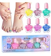 ETYJO Kids Nail Polish - Non-Toxic Nail Polish Set For Girls,Quick Dry Water Based Peel off Nail ...