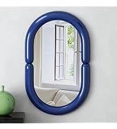 SHYFOY Decorative Wall Mirror, Creative Oval Mirror Contemporary Vanity Wall Mirror with Wood Fra...