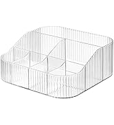 DASITON Large Capacity Makeup Brush Holder,8 Slot Makeup Brush Cup,Vintage striped Make Up Brush ...