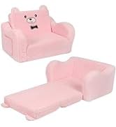 MOMCAYWEX Kids Chairs for Toddler, 2-in-1 Toddler Soft Sherpa Couch Fold Out, Convertible Sofa to...