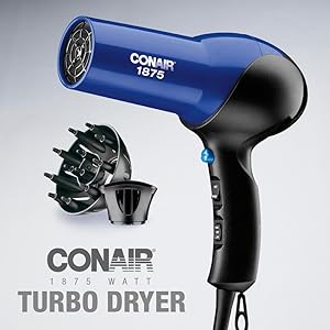 Conair 1875 Watt Turbo Dryer, hair dryer, hair styler, hair tool, fast drying, ionic technology