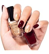 Nailshion Deep Red Wine Nail Polish Set, Fast Air Dry Fall Winter Nail Polish Duo, Opaque Dark Re...