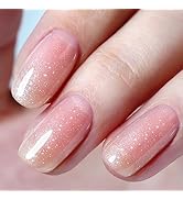 AILLSA Nude Shimmer Gel Nail Polish Pink Translucent Jelly Gel Polish Milky Neutral Glitter Nail ...
