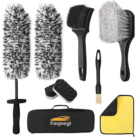 9PCS Scratch-Free Car Wheel Cleaning Kit - Soft Rims Brush, Microfiber Flat Wheel B...