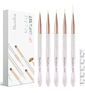 MelodySusie 5Pcs Nail Art Liner Brushes with Nail Brush Holder, Professional Gel Polish Painting ...