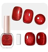 AZUREBEAUTY Red Burgundy Glitter Nail Polish, Quick Dry Ruby Fall Winter Natural Shine Nail Lacqu...