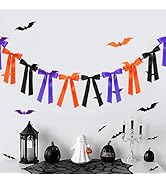 GZIXBDA Halloween Decorations, 1 String of 10Pcs Halloween Bow Garland 6Ft Banner with 10 Bats Pa...