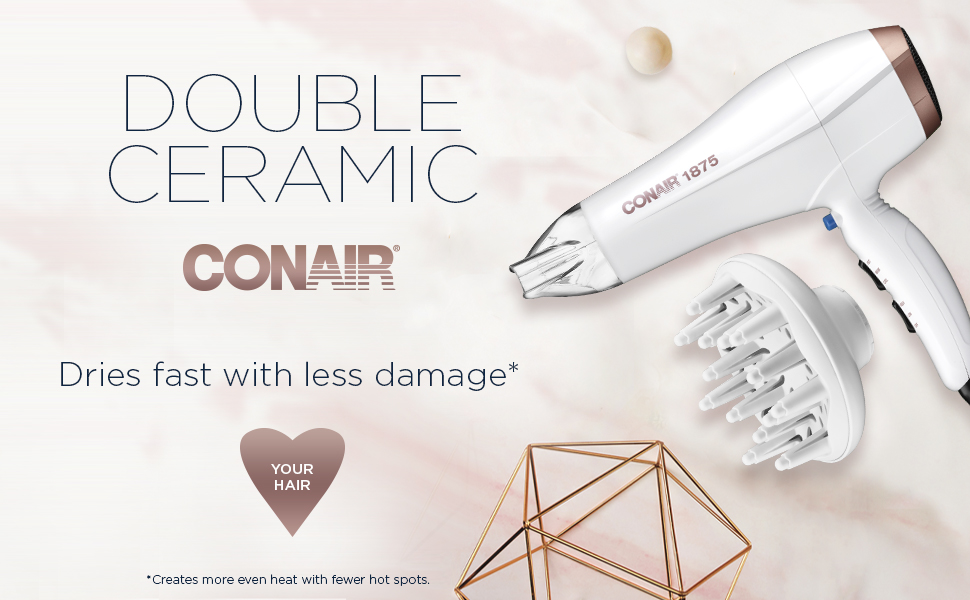 Conair Double Ceramic Hair Dryer with Diffuser and Concentrator