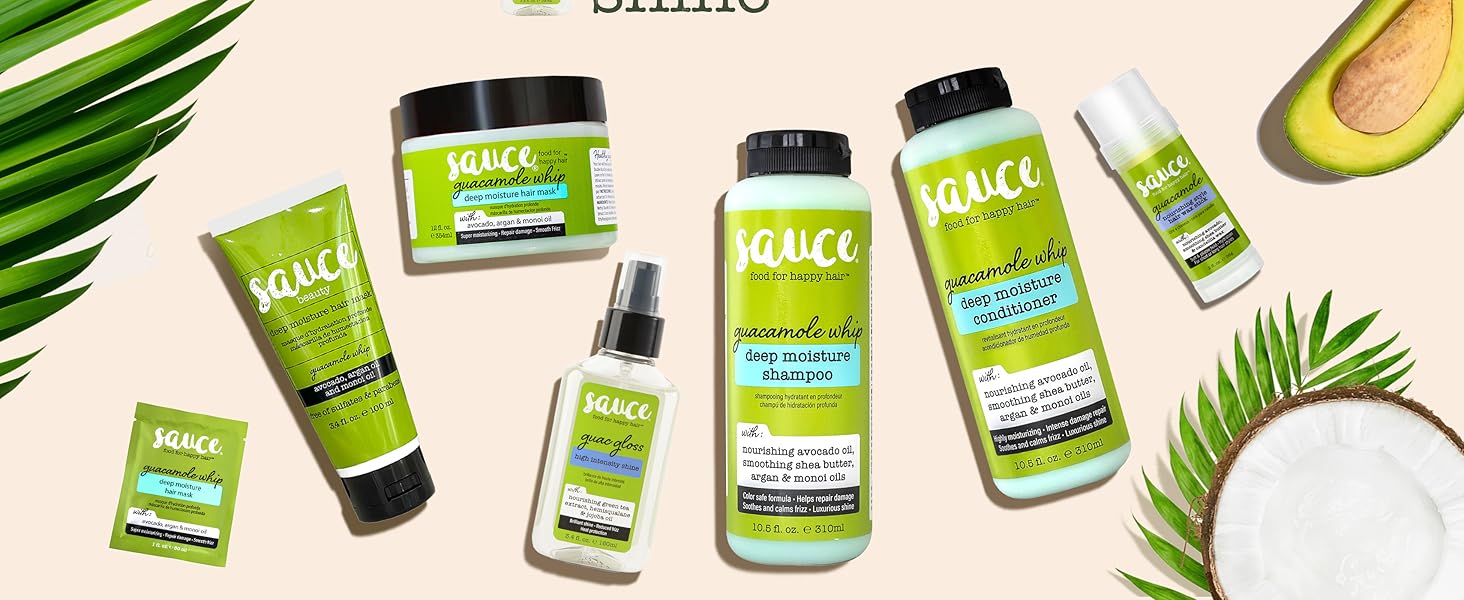 Sauce Beauty Guacamole Collection 5 step haircare routine