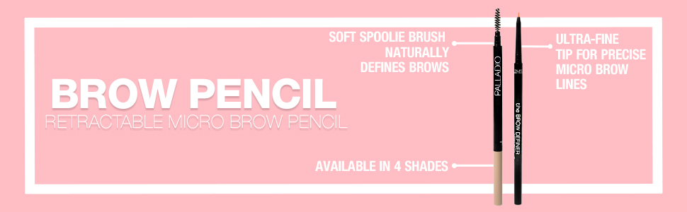 palladio brow pencil retractable micro beow pencil spoolie brush define thin shape tip lines