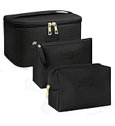 MAANGE Makeup Bag - Large Cosmetic Bag with 2pcs Small Makeup Bags Portable Leather Travel Makeup...