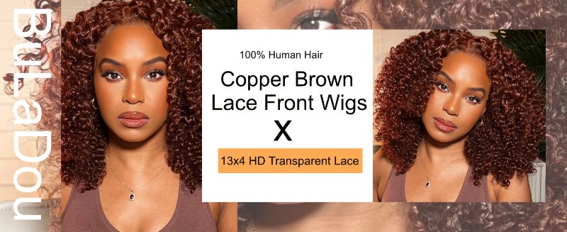 Reddish brown human hair wig