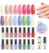 Nailshion Nail Polish Set 16 Colors Quick Air Dry Multicolors Regular Toe Fingernail Polish with ...