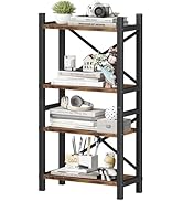 Desktop Bookshelf, 4-Tier Stackable Narrow Bookcase, Adjustable Industrial Desk Organizer & Hutch...