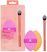 Real Techniques Precision Perfection Duo, Viral Kitten Paw Concealer Brush & Dual-Sided Powder Pu...