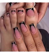 24 Pcs Press on Nails Medium Square & Press on Toenails Set,LINMEIZAI Fake Toe Nails Press ons Na...