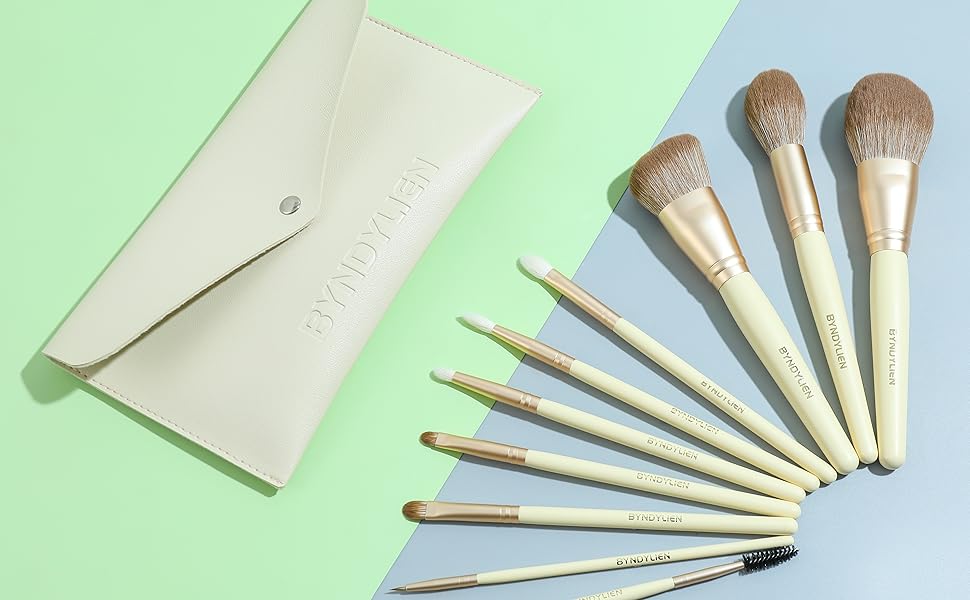 MAKEUP BRUSHES SET Contour Concealer Eye Shadow Kabuki Eyeliner Travel Bag Synthetic Goat Hair