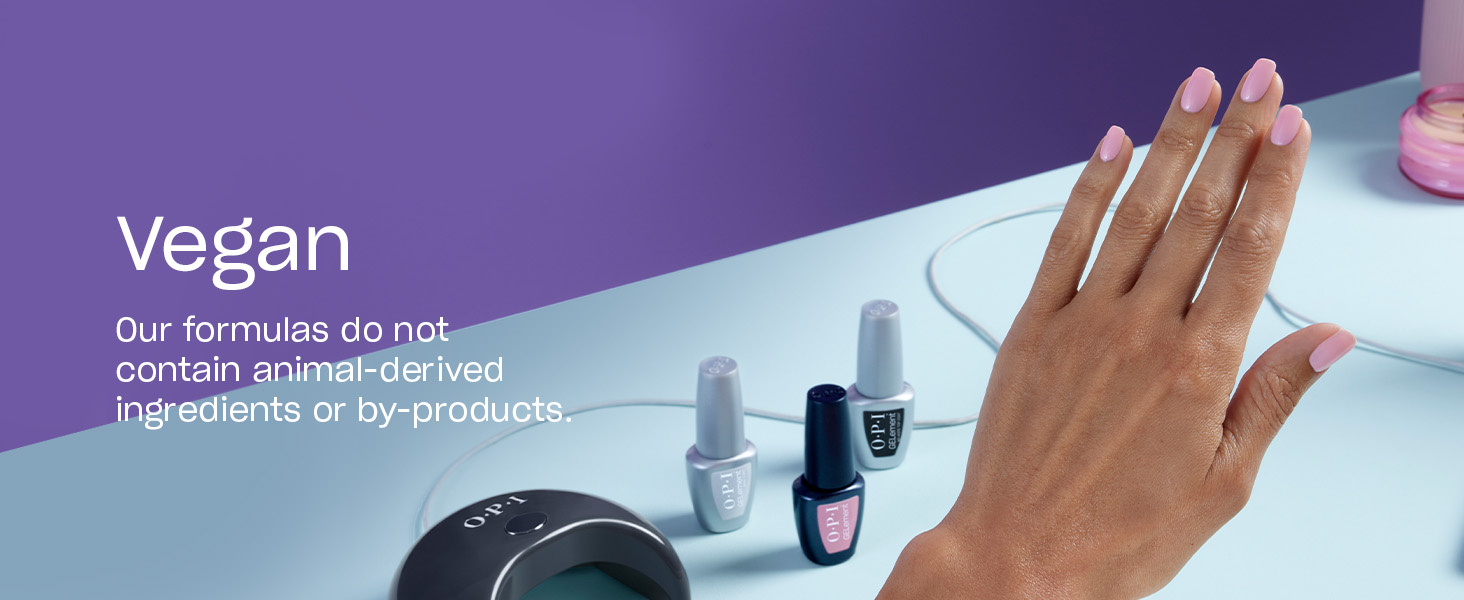OPI GELement is tested and does not contain animal-derived ingredients or by-products. Vegan