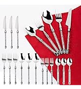 SHYFOY Bling Silverware Set, 20 Piece Flatware Cutlery Set, Modern Crystal Glass Handle, 18/8 Sta...
