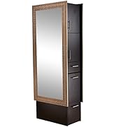 Pibbs Diamond Mirror Double Sided Styling Station with Storage Cabinets & Drawers, Sparkling Mode...