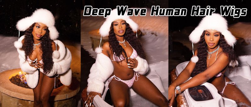 13x4 Deep Wave Lace Front Wigs Human Hair HD Transparent Deep Curly Lace Front Wigs