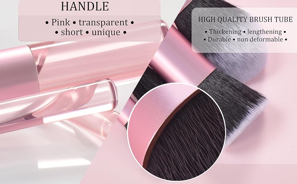 Pink transparent handle, elongated and thickened aluminum alloy brush tube, soft fiber bristles