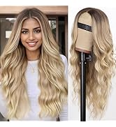 AISI HAIR Blonde Wig for Women, 26 Inch Long Wavy Lace Hairline Blond Wig,Synthetic Middle Part O...