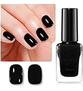 Nailshion Black Nail Polish French Nail Art Shiny Class Black Nail Strengthening 9-Free Vegan Ric...