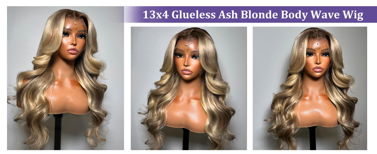 ash blonde ombre wig human hair highlight body wave lace front wigs human hair colored glueless wig