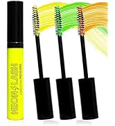 UV Glow Colored Mascara Volume and Length-3 Pcs Yellow Green Orange Longlasting Waterproof Mascar...