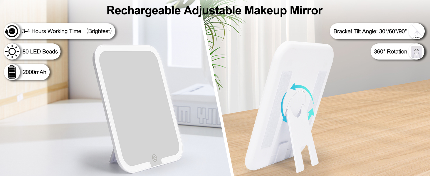 rechargeble adjustable makeup mirror