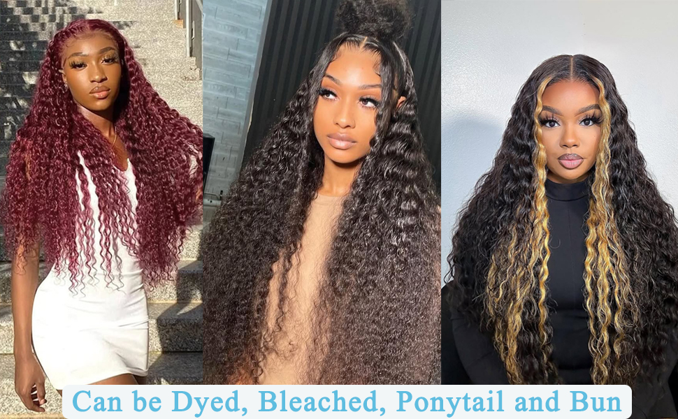 Deep Curly Wet and Wavy Glueless Wigs for Women