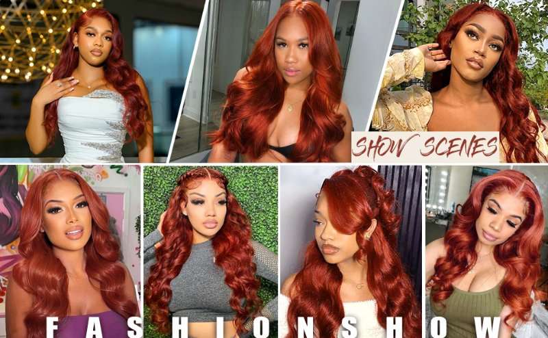 Reddish Brown Lace Front Wigs Human Hair For Black Women 360 HD Cooper Red Glueless Wigs