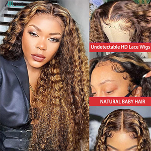 Amazon Honey Blond Highlight Lace Front Wigs Human hair