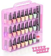 Beloving Nail Polish Organizer Case for 48 Bottles with Adjustable Divider, Double Side Nail Poli...