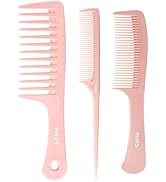 RHOS 3 Pieces Hair Comb Set for Women,Men-Wide Tooth Comb,Fine Tooth Rat Tail Comb,Medium Tooth C...