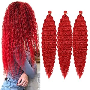 red deep wave braiding hair