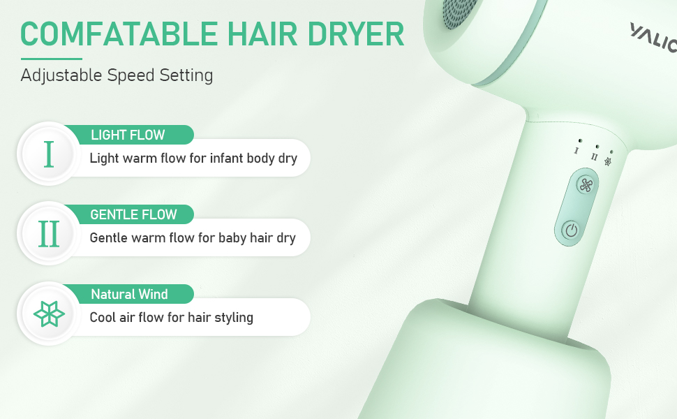 Cordless Kids Hair Dryer F2Green